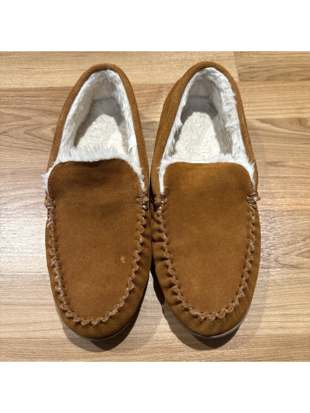 J.Crew Mens Caramel Suede Scuff Faux Fur Slippers-Sz: 11 BL639-NIP & TAGS